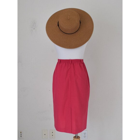 Vintage 90s Poly/Rayon/Linen Fushia Skirt size 8P | 24-28 waist‎ - Picture 3 of 9
